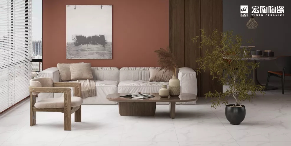 欧博ABG和璧岩·通体白瓷砖地砖效果图