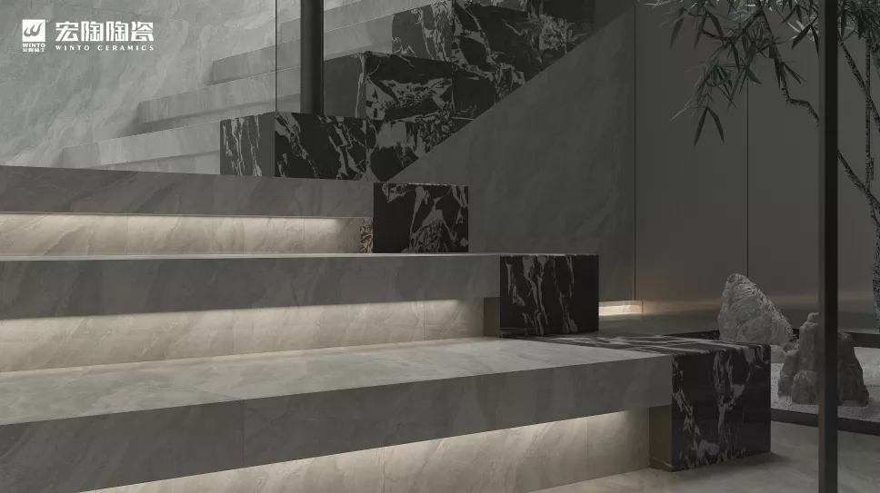 欧博ABG奥尼灰瓷砖地砖装修效果图