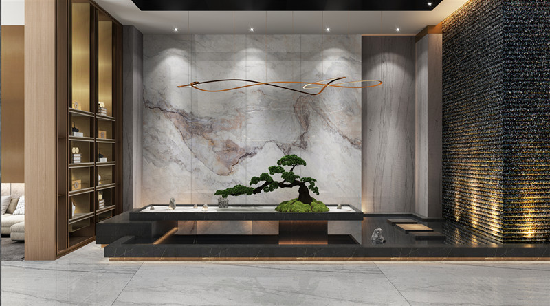 欧博ABG陶瓷岩板地砖配景墙装修效果图