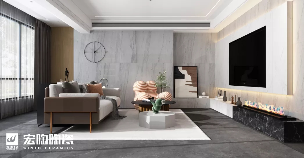欧博ABG安朵拉灰地砖装修效果图