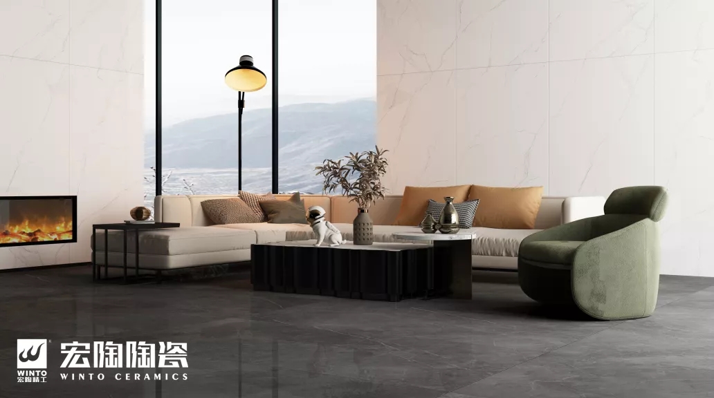 欧博ABG抛釉砖西尔圣灰装修效果图