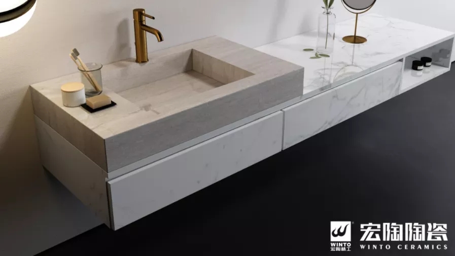 欧博ABG岩板浴室柜装修效果图