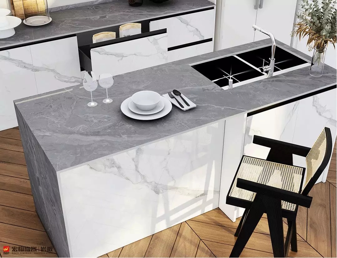 欧博ABG岩板雅士白15-TG2680A008装修效果图