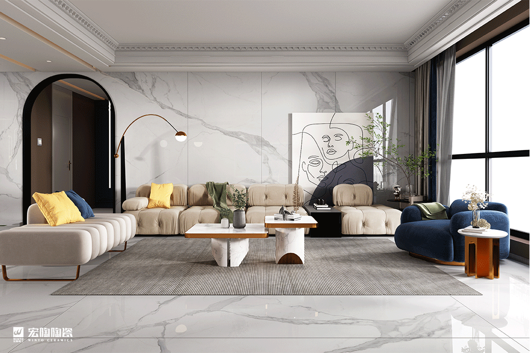  欧博ABG白色瓷砖地砖装修效果图