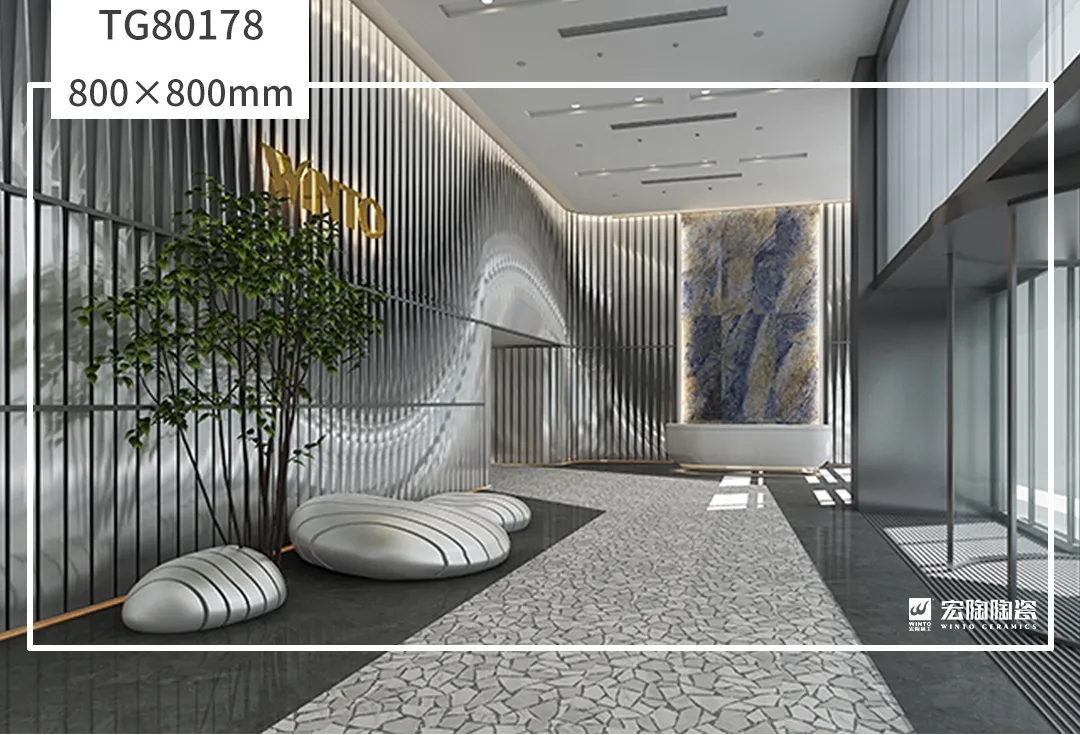 欧博ABG800×800mm水磨石系列瓷砖地砖装修效果图