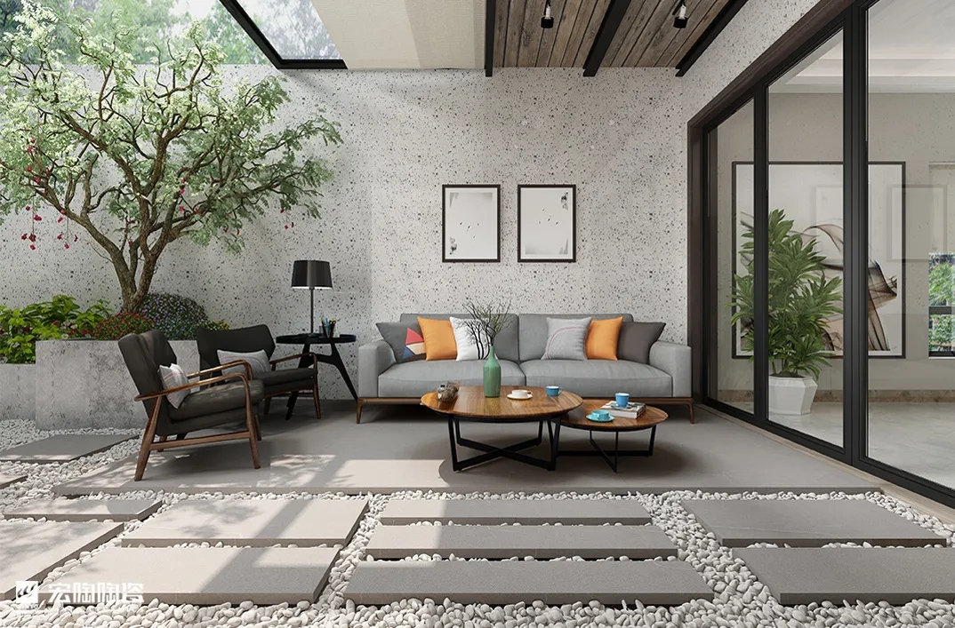 欧博ABG地砖TPVGM26001M马卡龙浅灰600×1200×15.5mm效果图