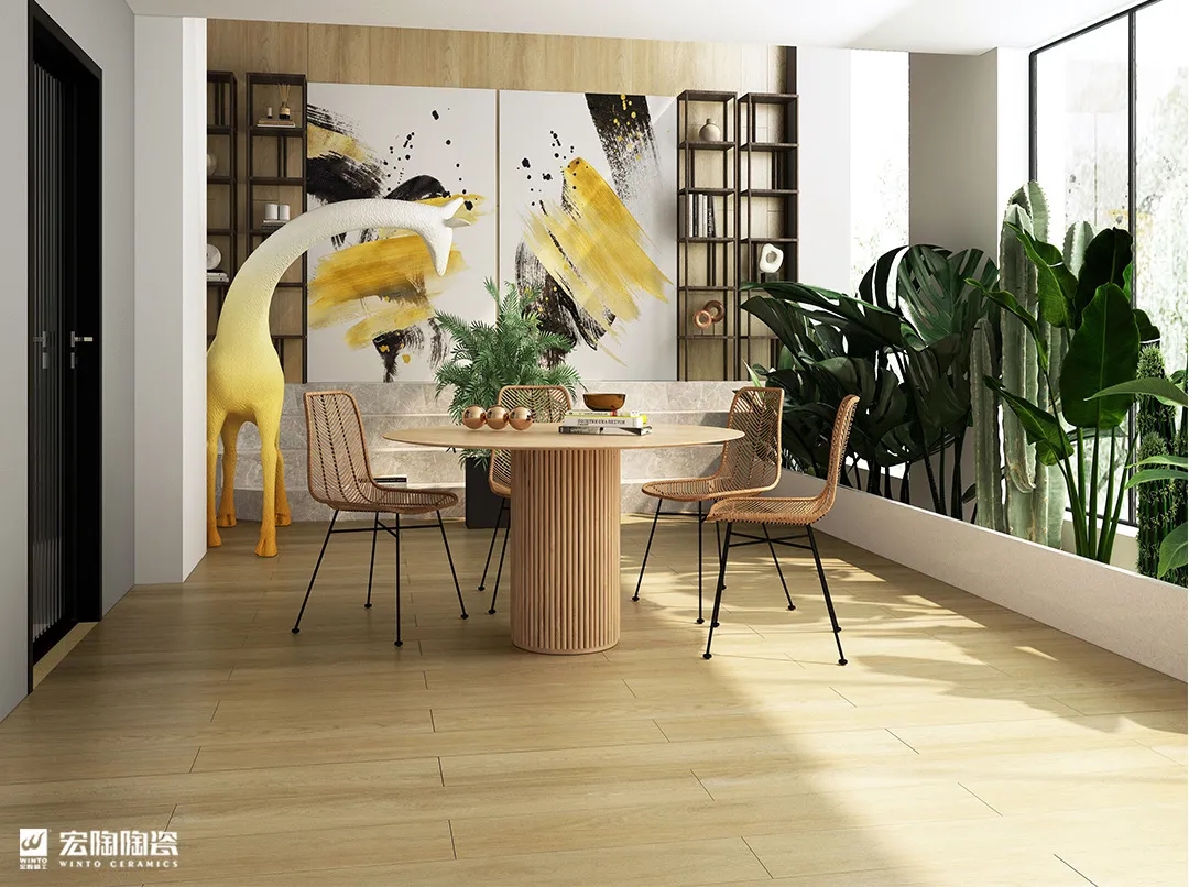 欧博ABG地砖TCB1220008黄金柳木200×1200mm效果图