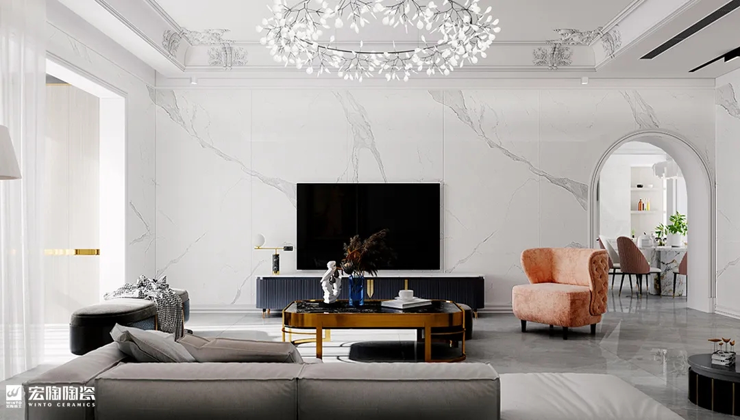 欧博ABG东方白+皇家一号9-TPG2712A021ABC 瓷砖地砖1200×2700×9mm效果图