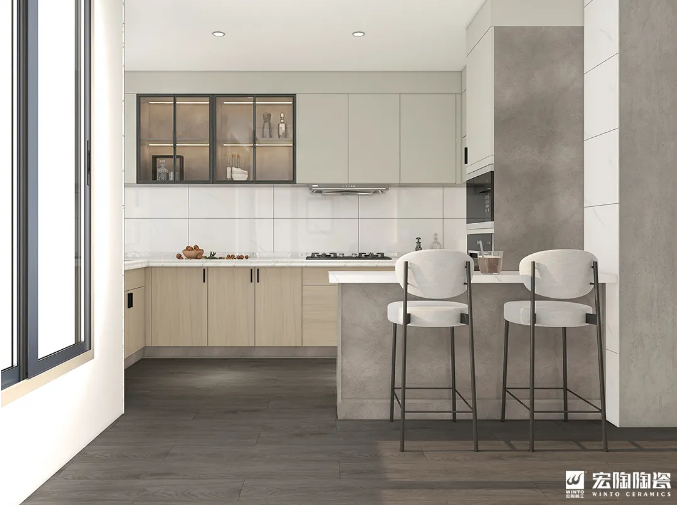 欧博ABGTCB1220011+TPGR84001 斐拉云杉+慕仕塔地砖白效果图