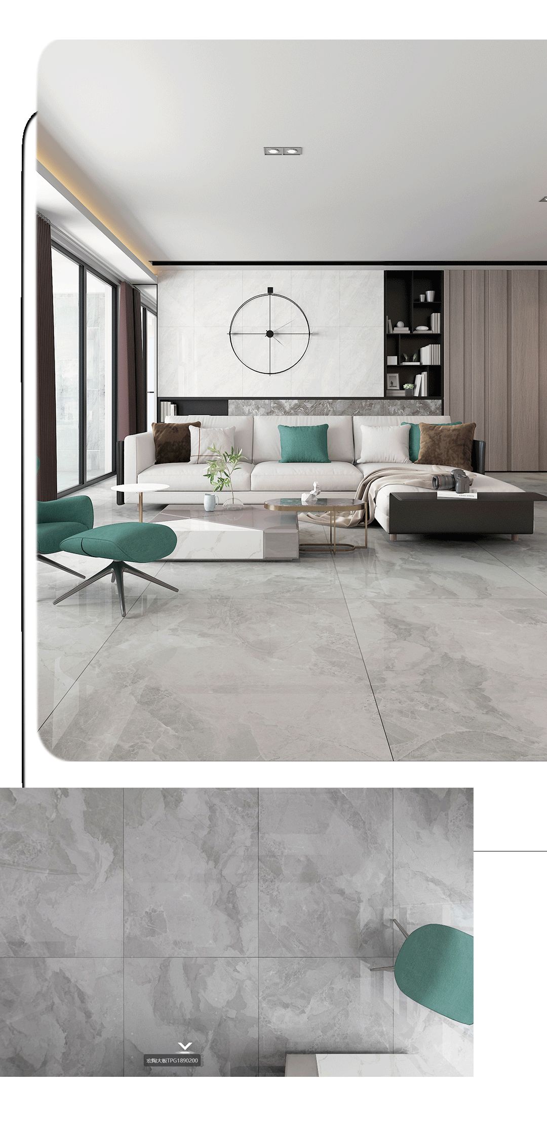 欧博ABG900x1800mm陶瓷大板鱼肚白装修效果图