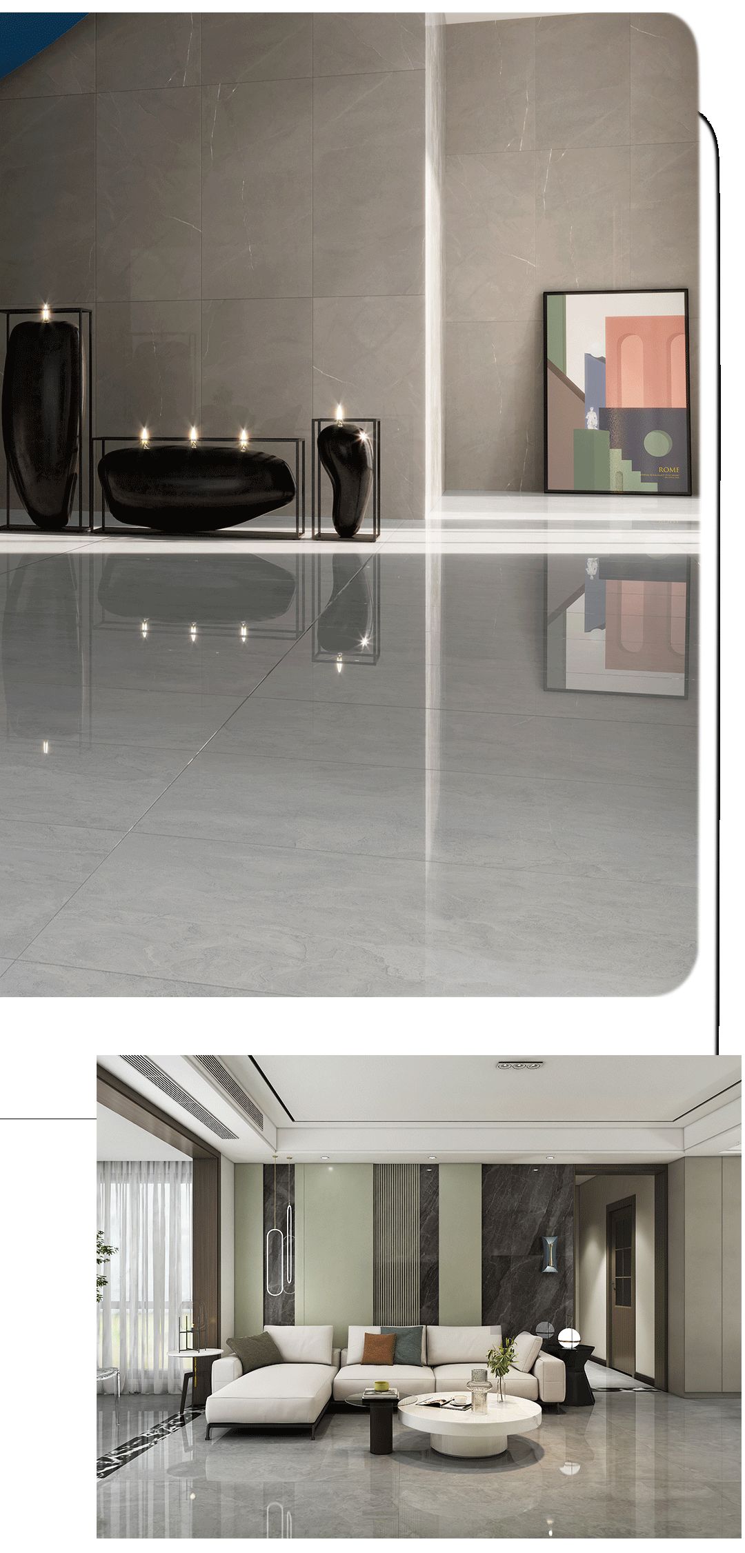 欧博ABG900x1800mm陶瓷大板古云灰装修效果图