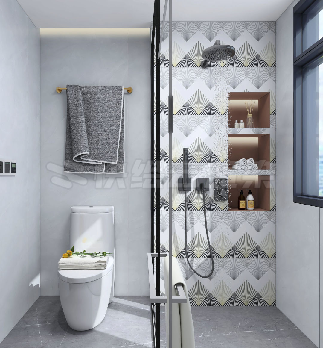 欧博ABG质感砖灰色系卫生间家居空间效果图