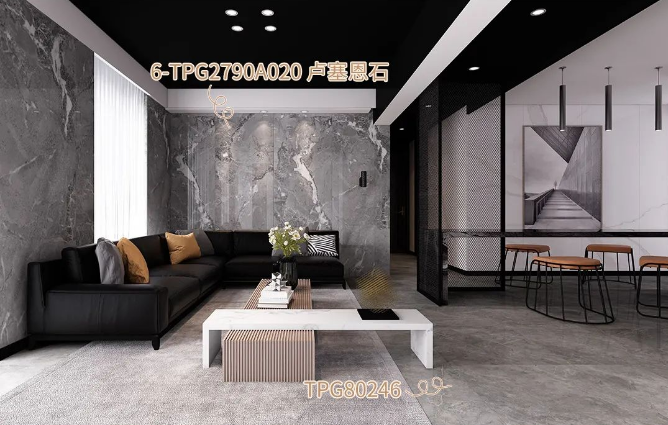 欧博ABG地砖装饰的卡拉拉金客厅效果图