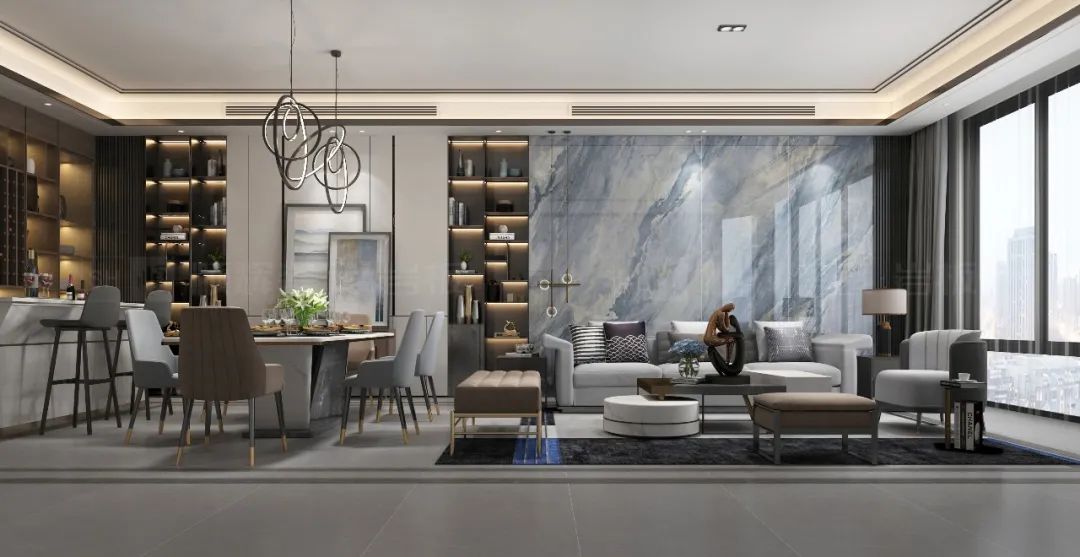 2023一线二线三线品牌瓷砖，，，欧博ABG陶瓷餐客厅一体化设计