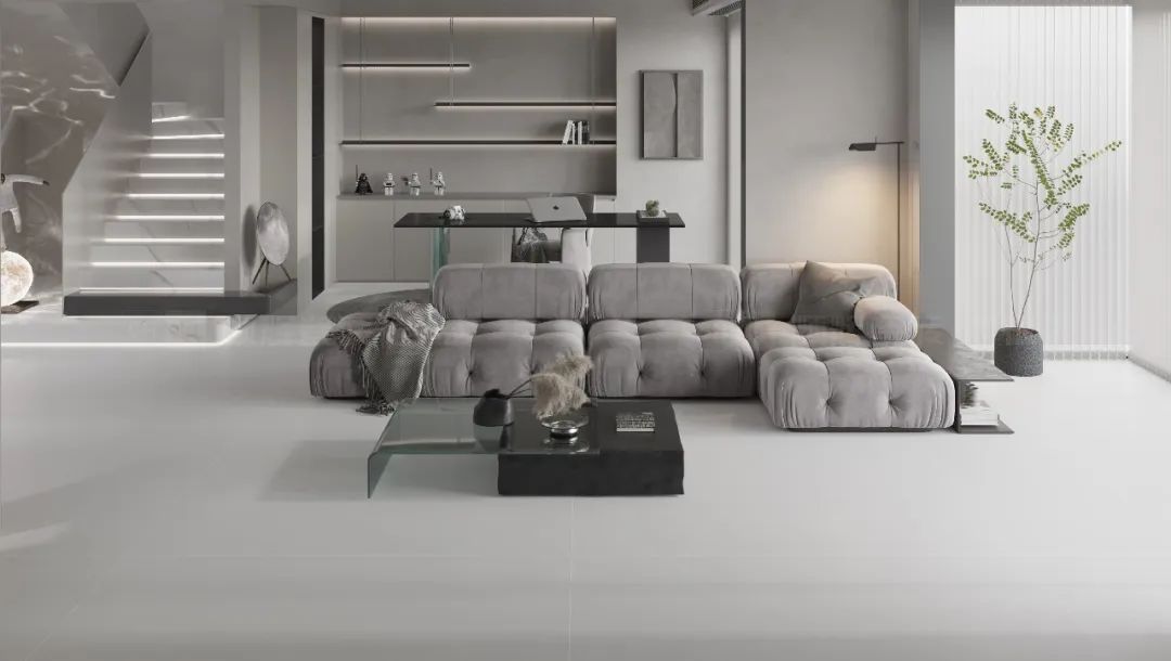 欧博ABG陶瓷大板客厅地砖效果图