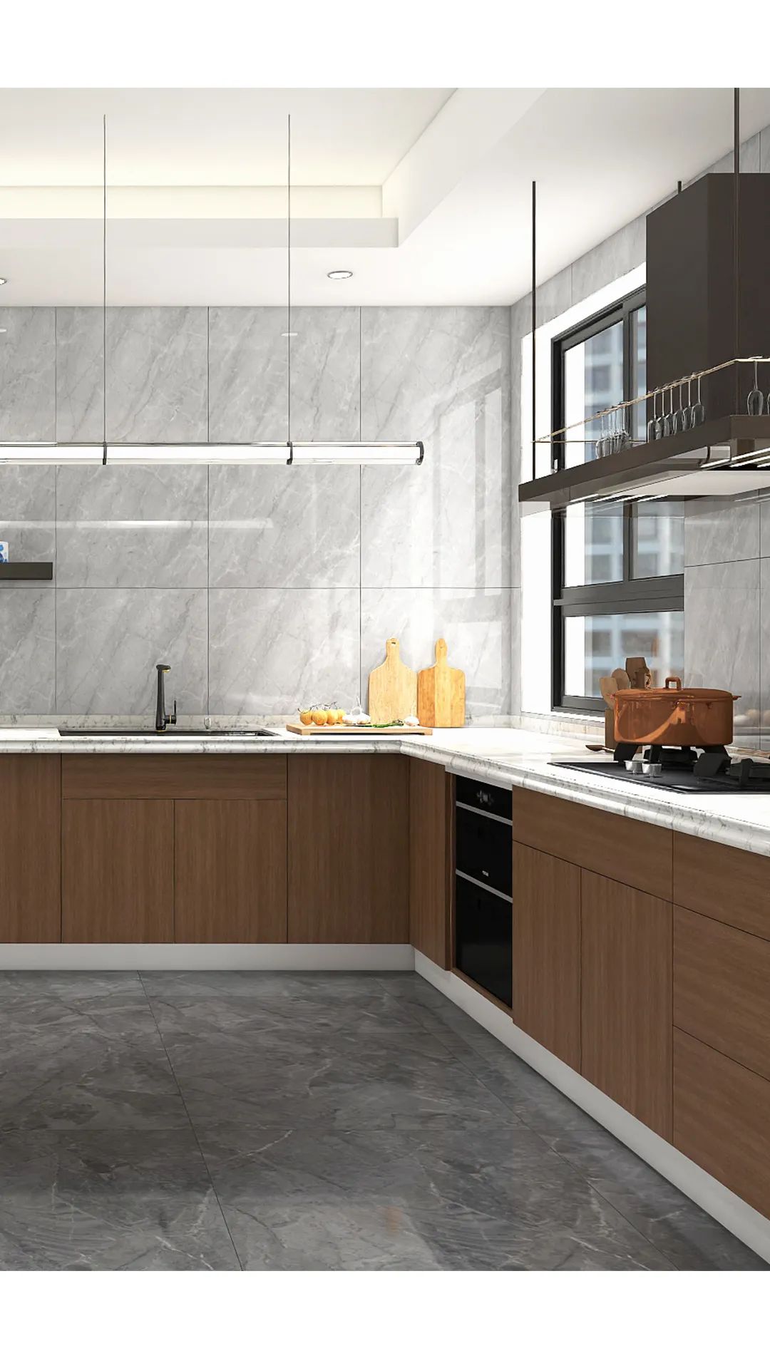 欧博ABG质感砖TPGR26019 普达佩斯餐厨一体效果图